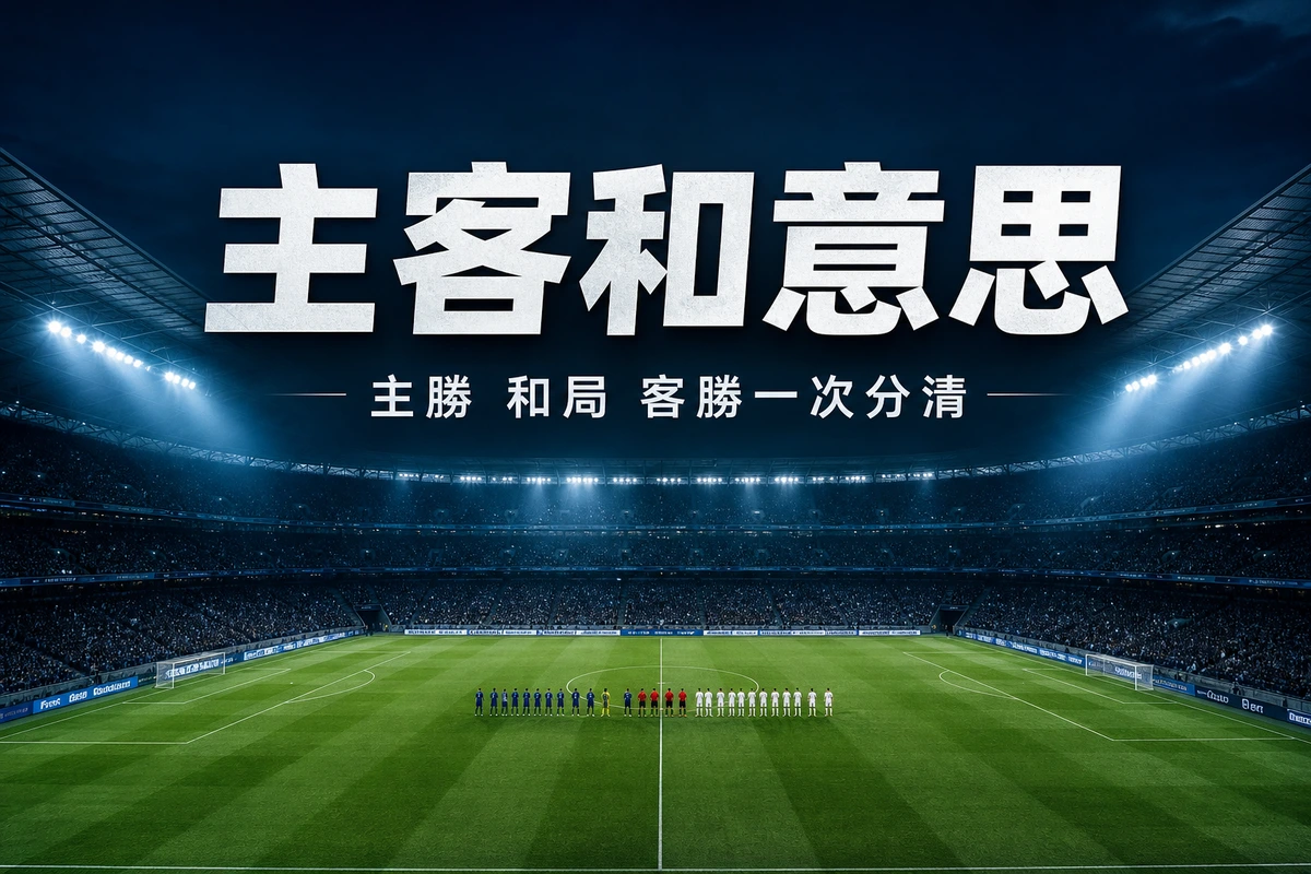 主客和意思說明：足球場記分板上的主隊、和局、客隊三個結果方向