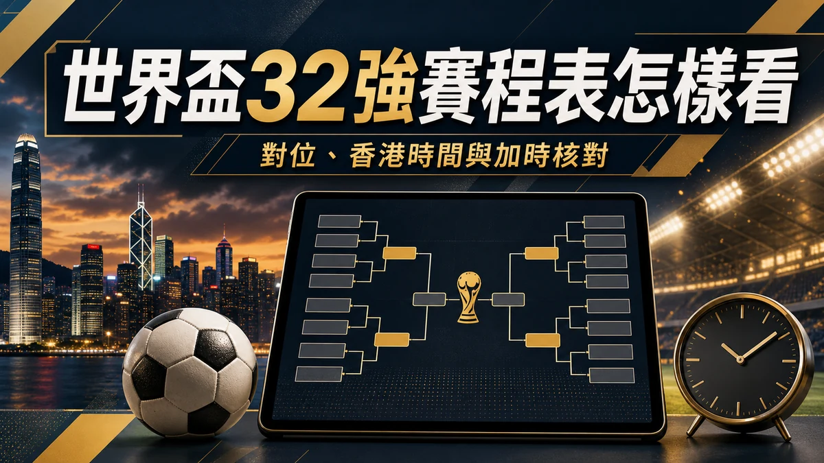 世界盃 32 強賽程表怎樣看:對位、香港時間與加時核對 封面圖