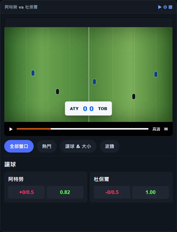 DB 體育直播與賽事數據畫面