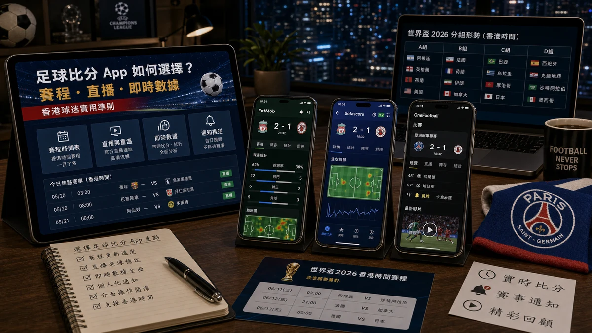 足球比分 App 如何選擇？香港球迷看賽程、直播與即時數據的實用準則