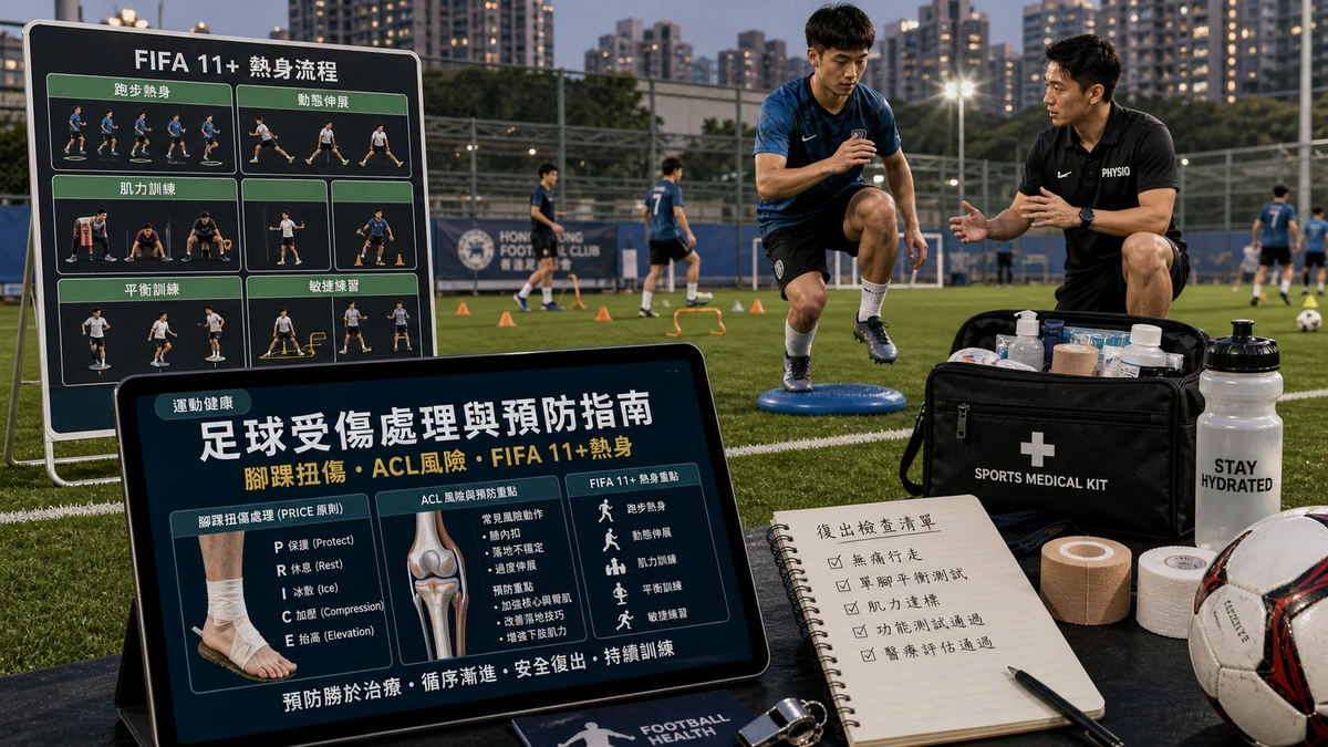 足球受傷處理與預防指南：腳踝扭傷、ACL 風險與 FIFA 11+ 熱身