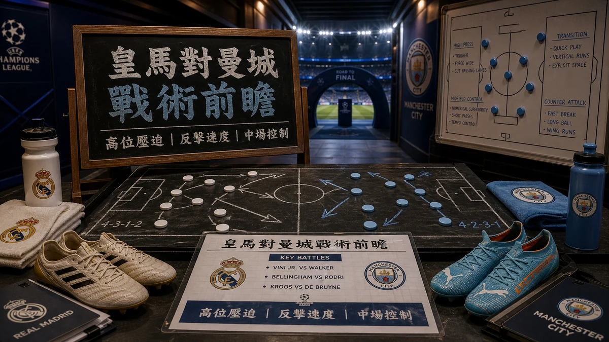 歐聯16強皇馬對曼城戰術前瞻：高位壓迫、反擊速度與中場控制