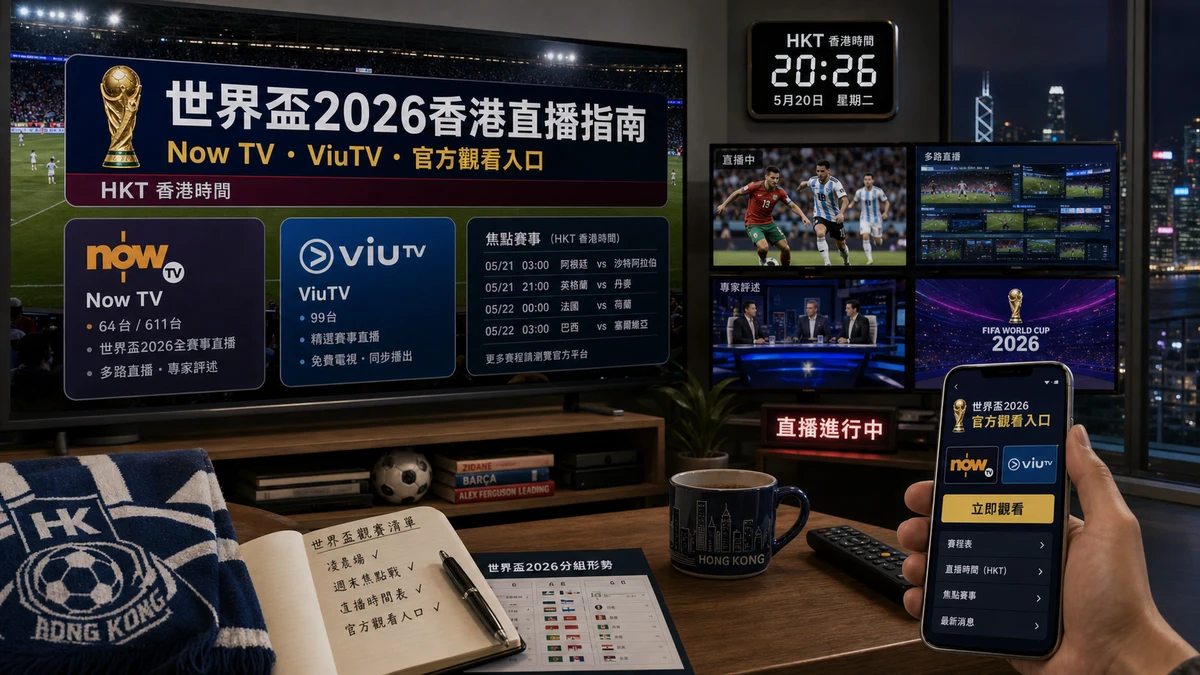 世界盃2026香港直播指南：Now TV、ViuTV、香港時間與官方觀看入口