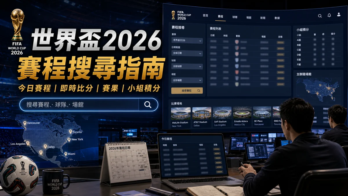世界盃2026賽程比分指南：今日賽程、即時比分、賽果與免費直播